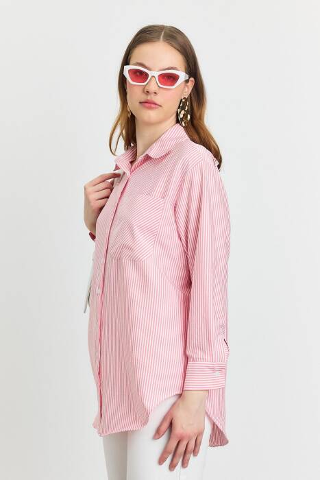 4360A Çizgili Gömlek Pembe 