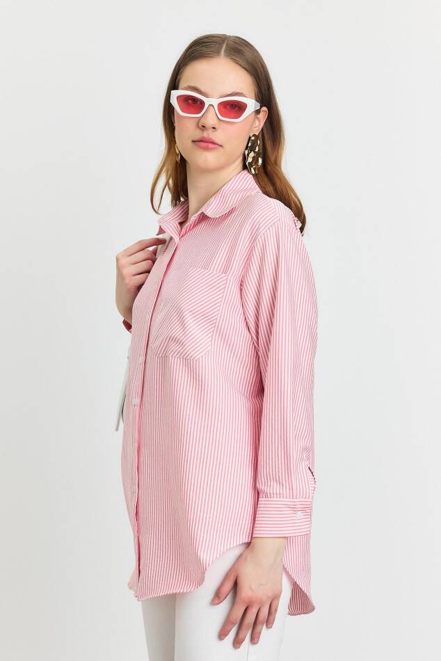 4360A Çizgili Gömlek Pembe - 1