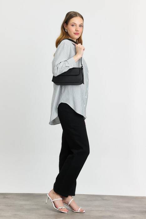 4360A Çizgili Gömlek Siyah - Stilay