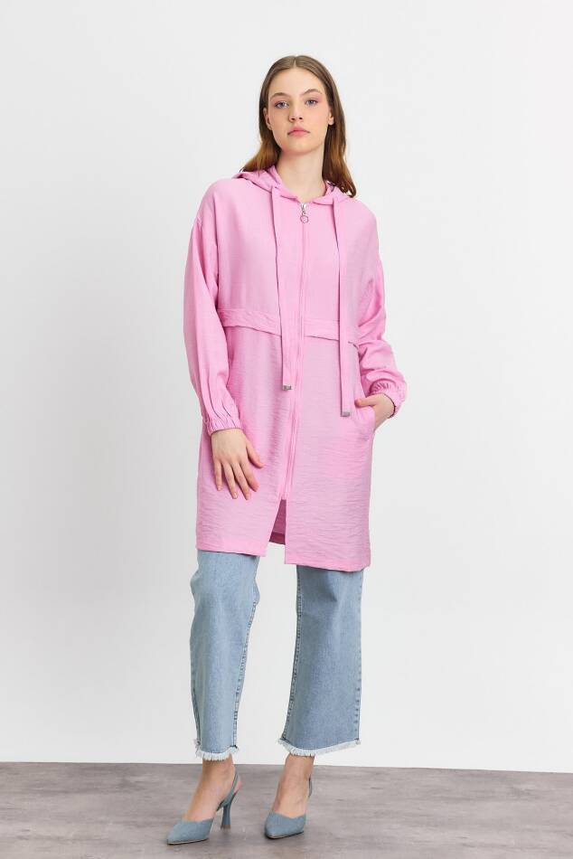 4472A Kapüşonlu Cepli Kap Pembe - 1