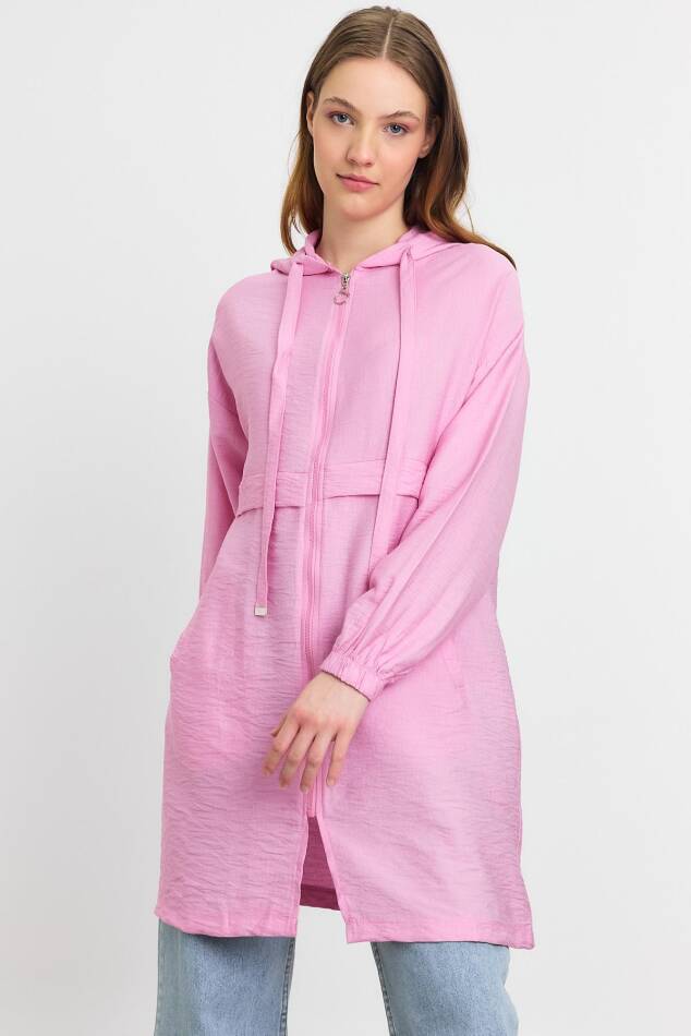 4472A Kapüşonlu Cepli Kap Pembe - 3