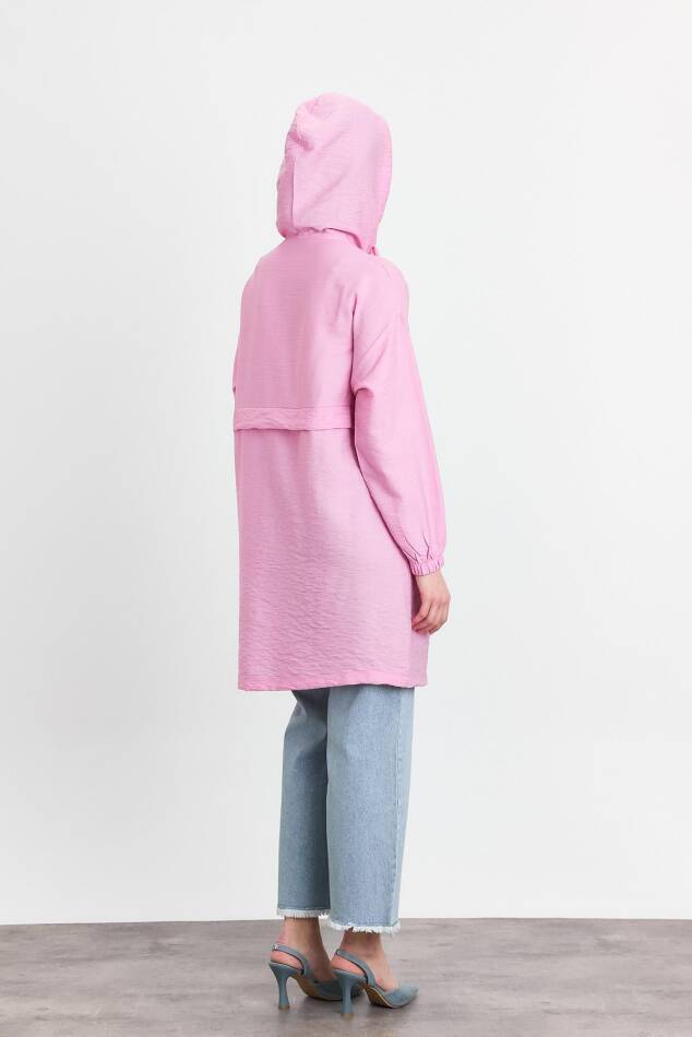 4472A Kapüşonlu Cepli Kap Pembe - 5