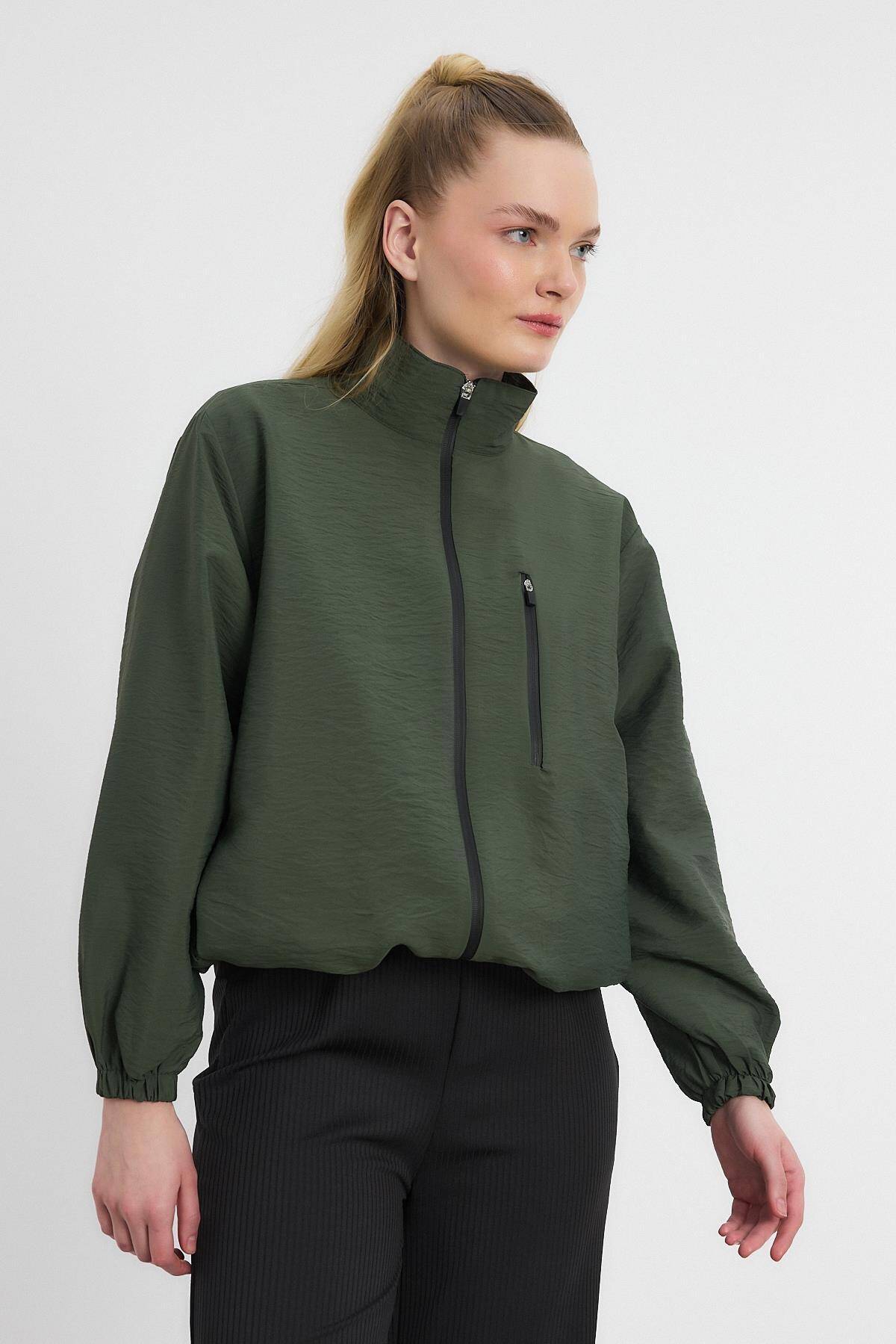 4611A Kol Lastikli Cepli Ceket Haki - Stilay