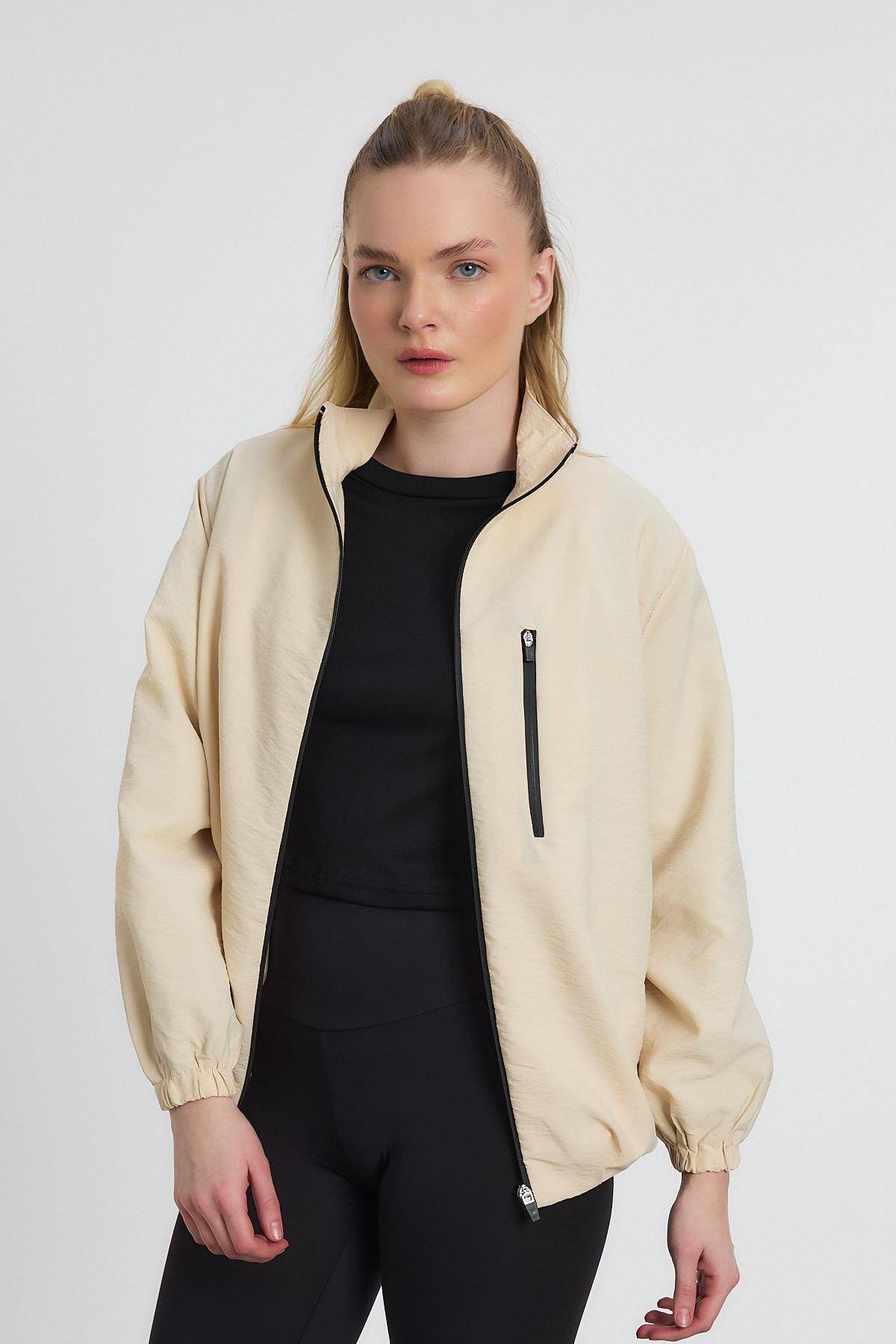 4611A Kol Lastikli Cepli Ceket Taş - Stilay