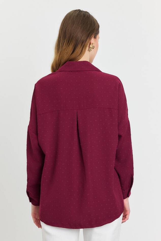 4635A Desenli Salaş Gömlek Bordo - 5