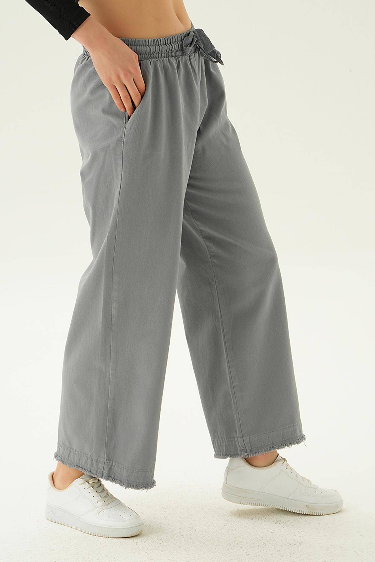 4760 Bol Paça Pantolon Gri - Stilay