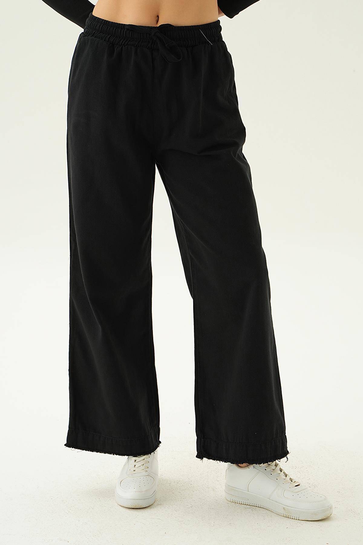 4760 Bol Paça Pantolon Siyah - Stilay