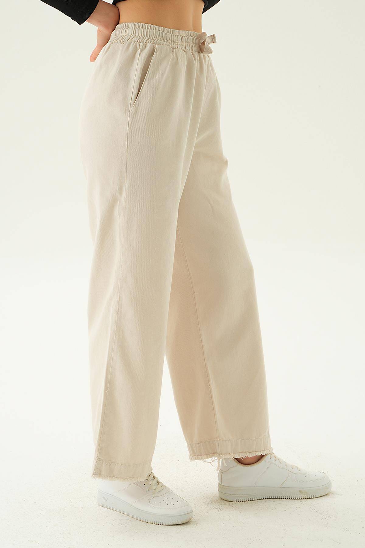 4760 Bol Paça Pantolon Taş - Stilay