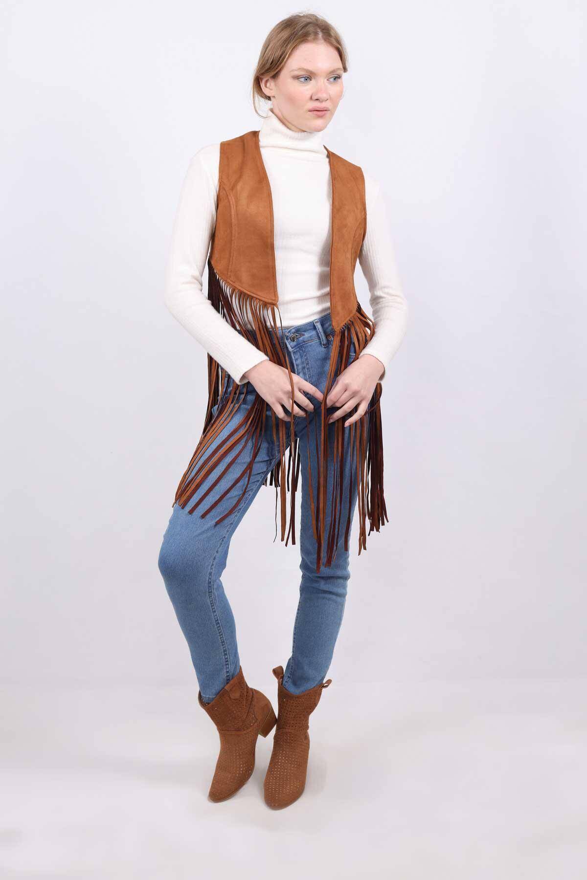 5018 Püsküllü Yelek Taba - Stilay