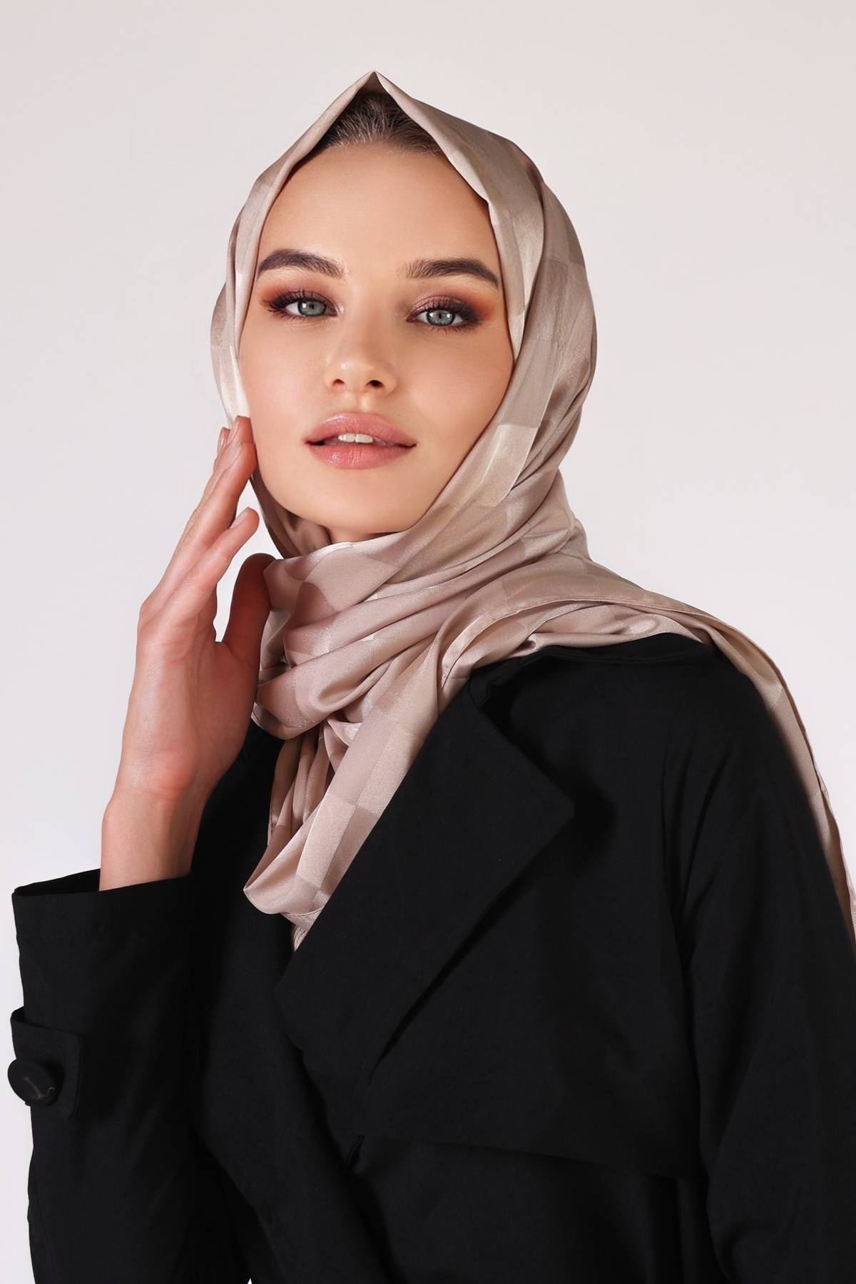 5664 Dama Desen Şal Bej - Stilay