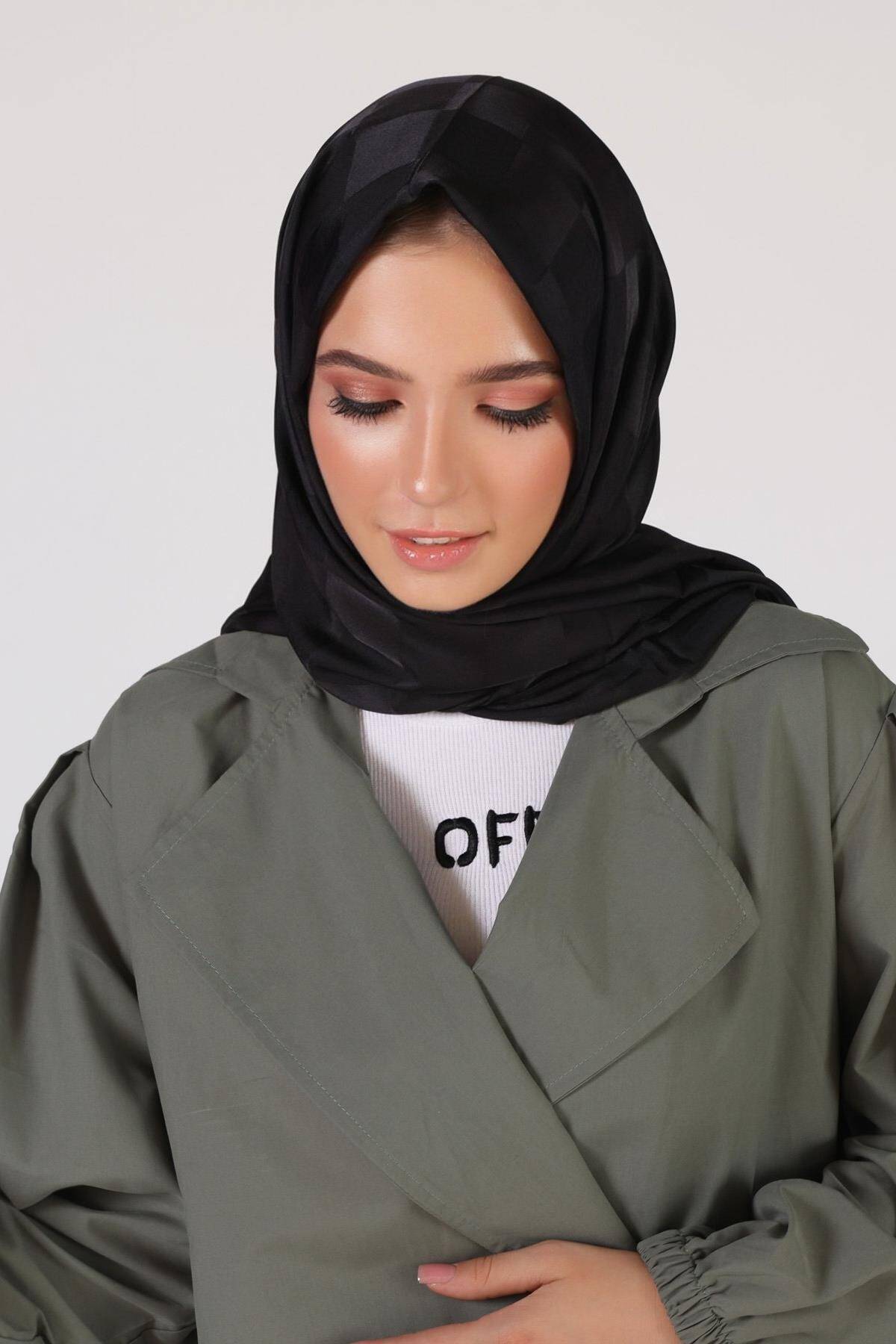 5664 Dama Desen Şal Siyah - Stilay