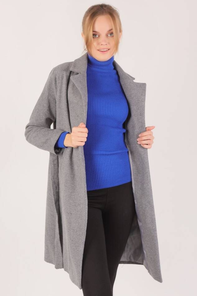 7149A Belden Bağlamalı Uzun Kaban Antrasit - 2