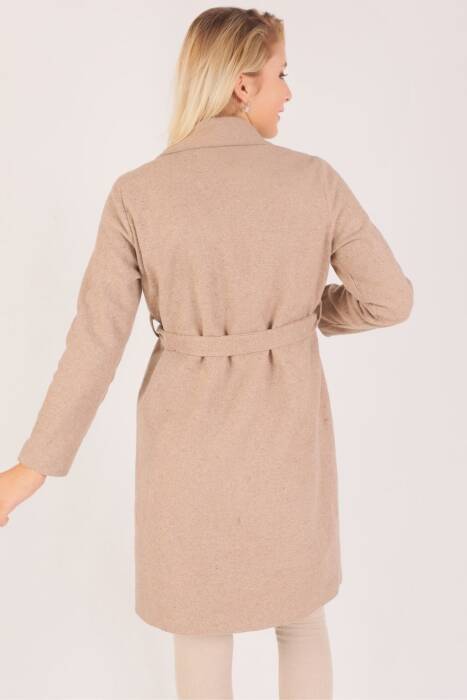 7149A Belden Bağlamalı Uzun Kaban Vizon - Stilay