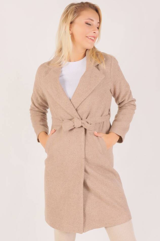 7149A Belden Bağlamalı Uzun Kaban Vizon - 3