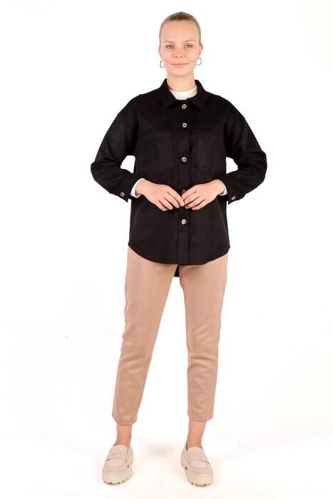 7325A Spor Dikiş Detay Gömlek Siyah - Stilay