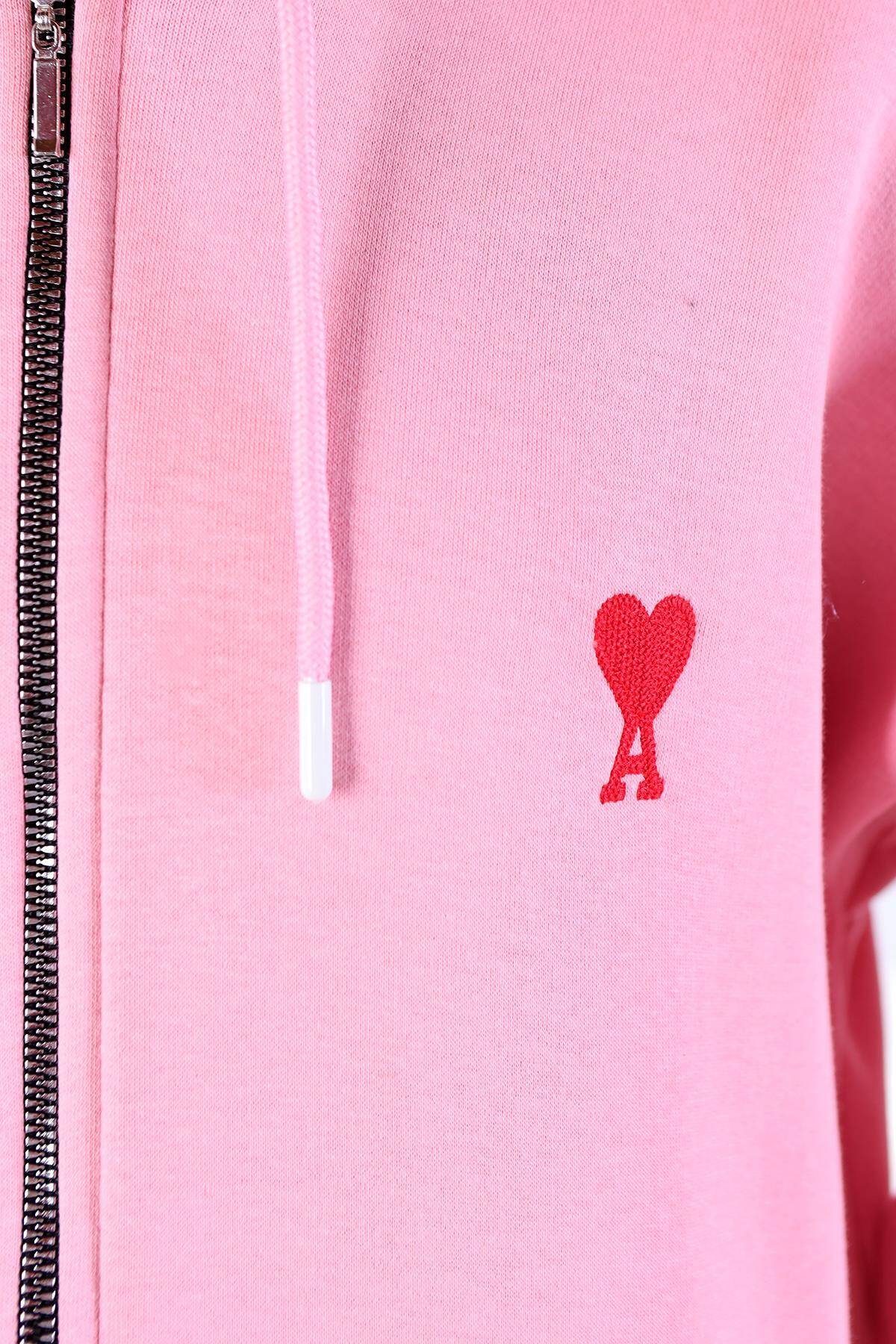 9142M Kalp Nakış Detay Fermuarlı Sweat Pembe - 7