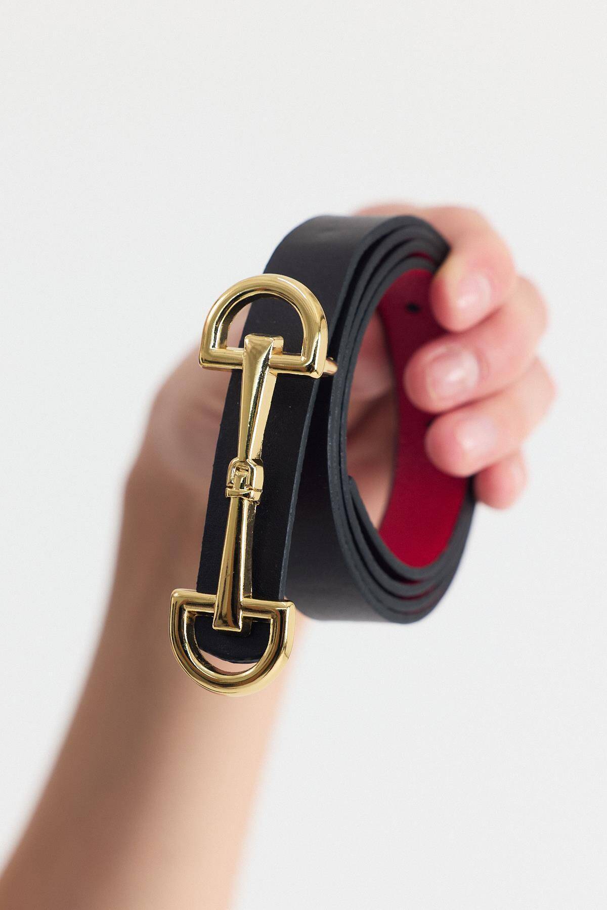 Acı Kahve Gold Tokalı İnce Kemer 411 - Stilay