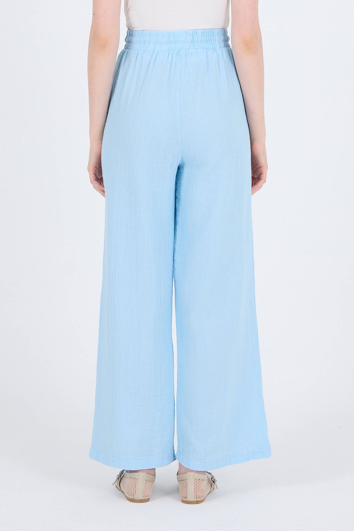 Bebe Mavi %100 Pamuk Müslin Palazzo/Bol Paça Pantolon 8056A - 6
