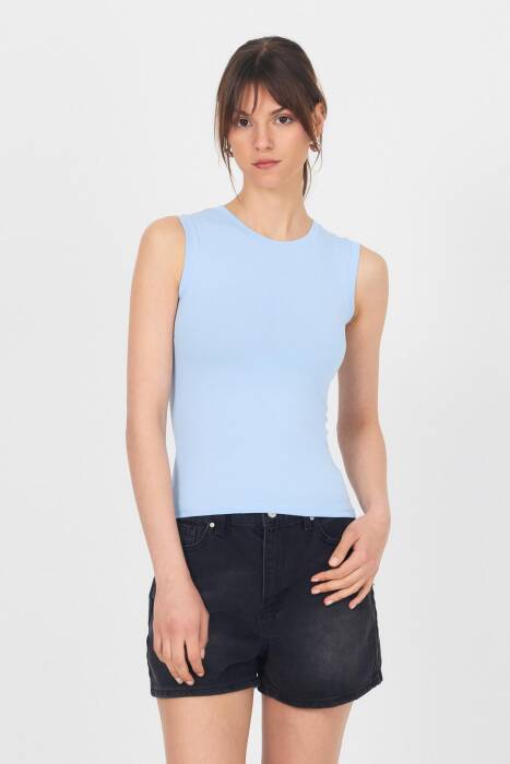 Bebe Mavi Bisiklet Yaka Kolsuz Atlet 319 - Stilay