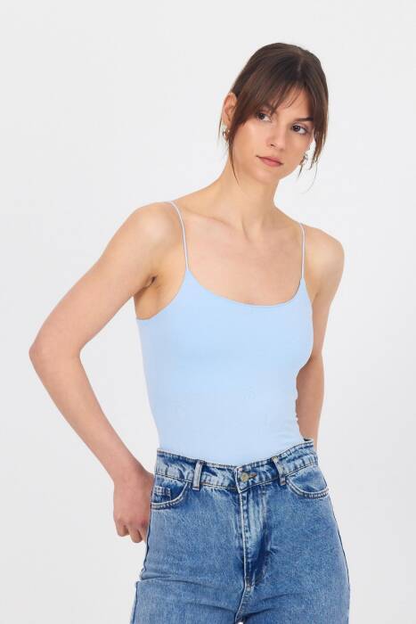 Bebe Mavi İnce Askılı Basic Atlet 848 