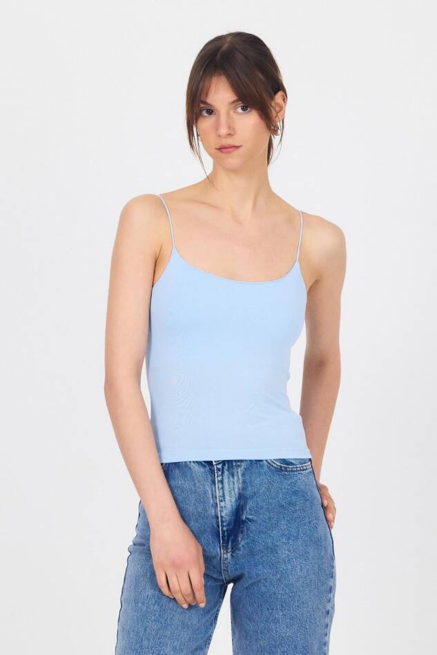 Bebe Mavi İnce Askılı Basic Atlet 848 - 2