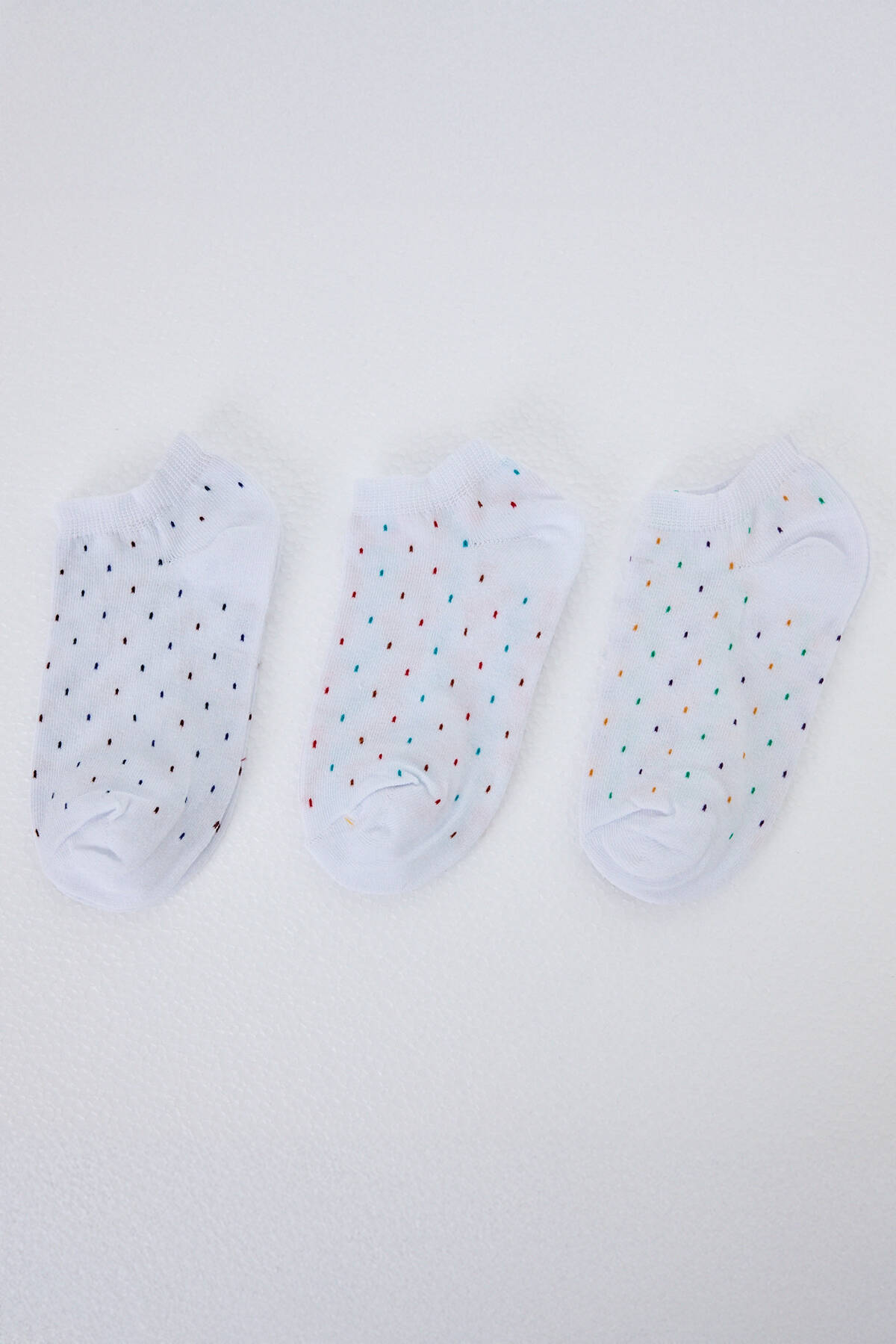 Beyaz Desenli 3'lü Örme Çorap 1211 - Stilay