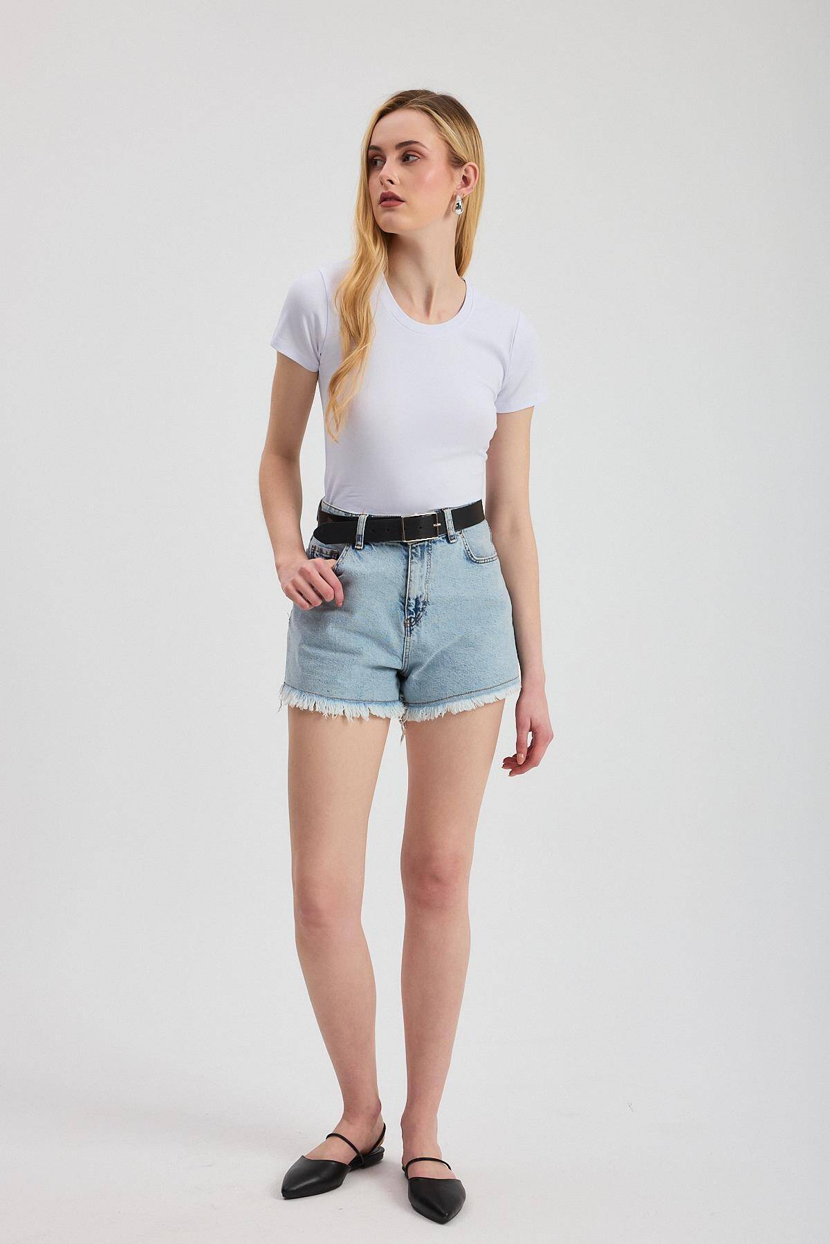 Beyaz Slim Fit Bisiklet Yaka Kısa Kollu Tişört 2214 - 3