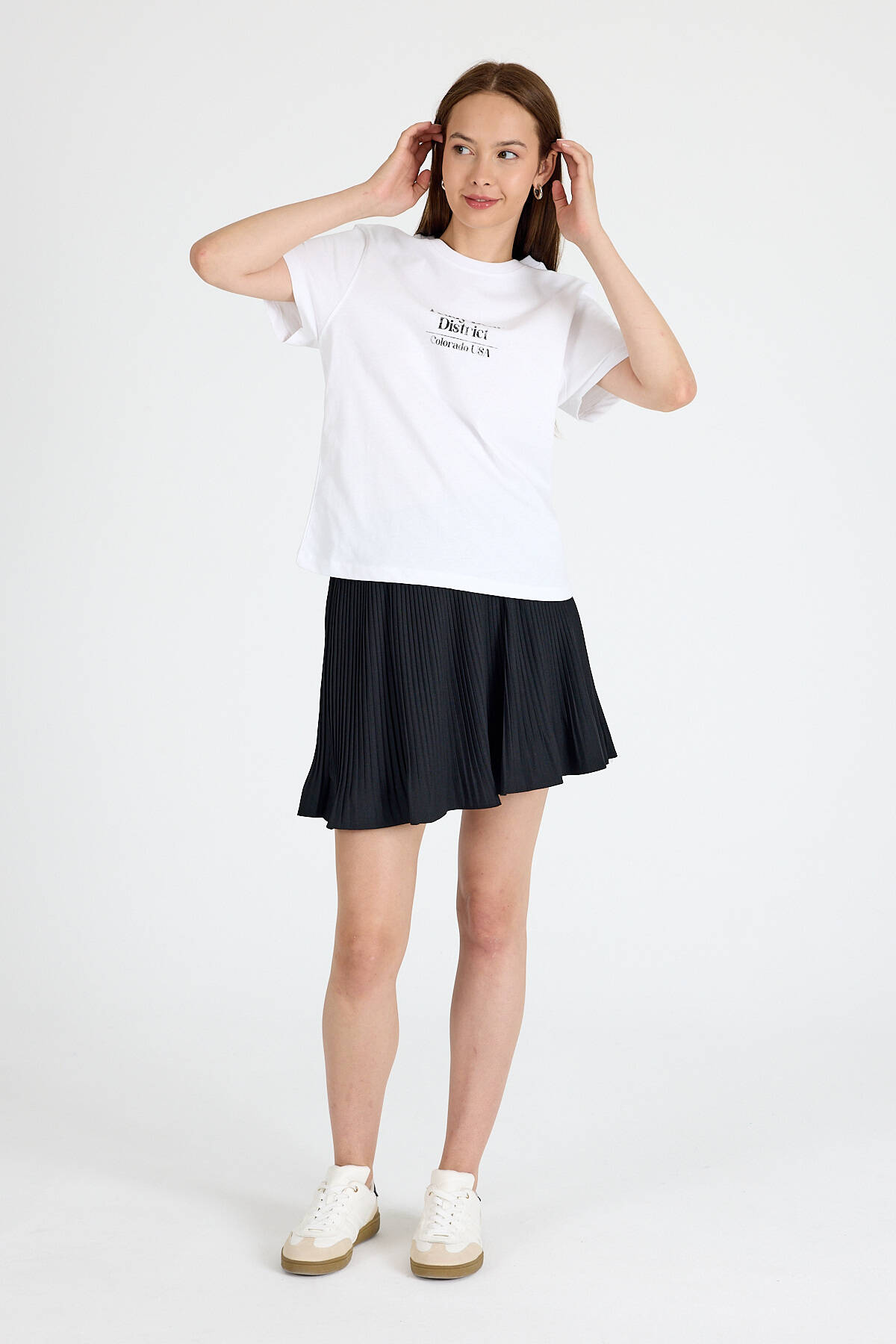 Beyaz Yazı Baskılı Oversize Tişört 6462 - 4