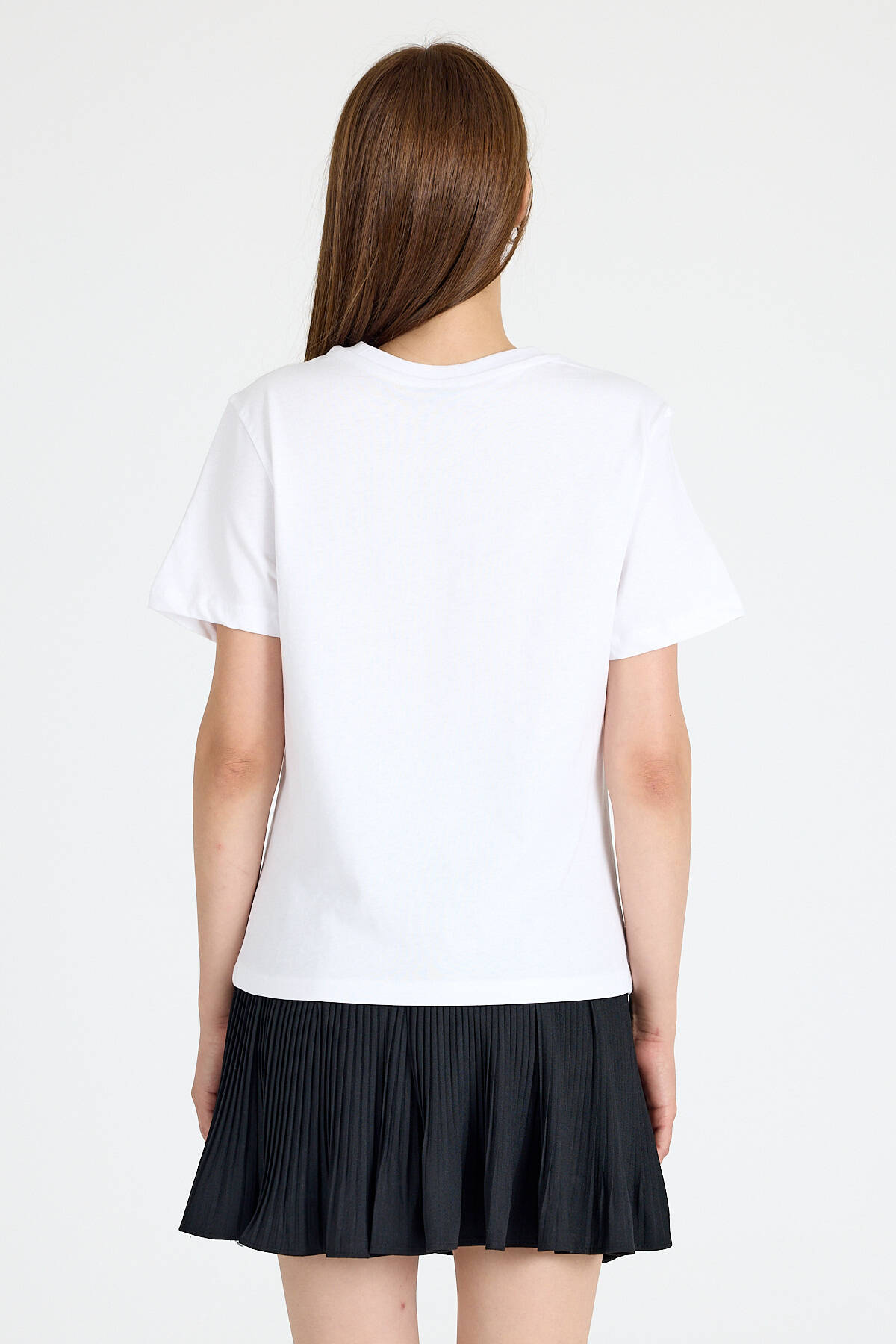 Beyaz Yazı Baskılı Oversize Tişört 6462 - 2