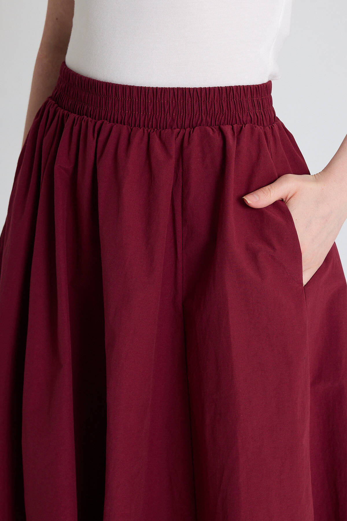 Bordo Cep Detay Mevlana Midi Etek 3950 - 4