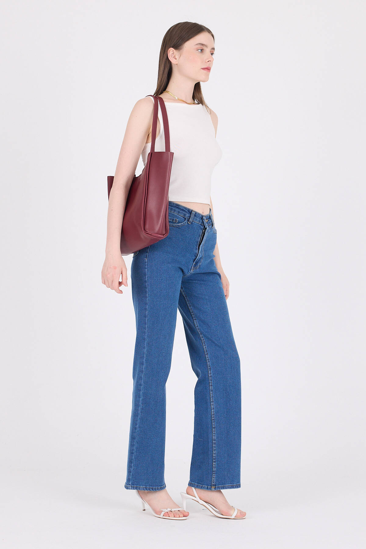 Bordo Fermuarlı Omuz Çantası 9208 - 2