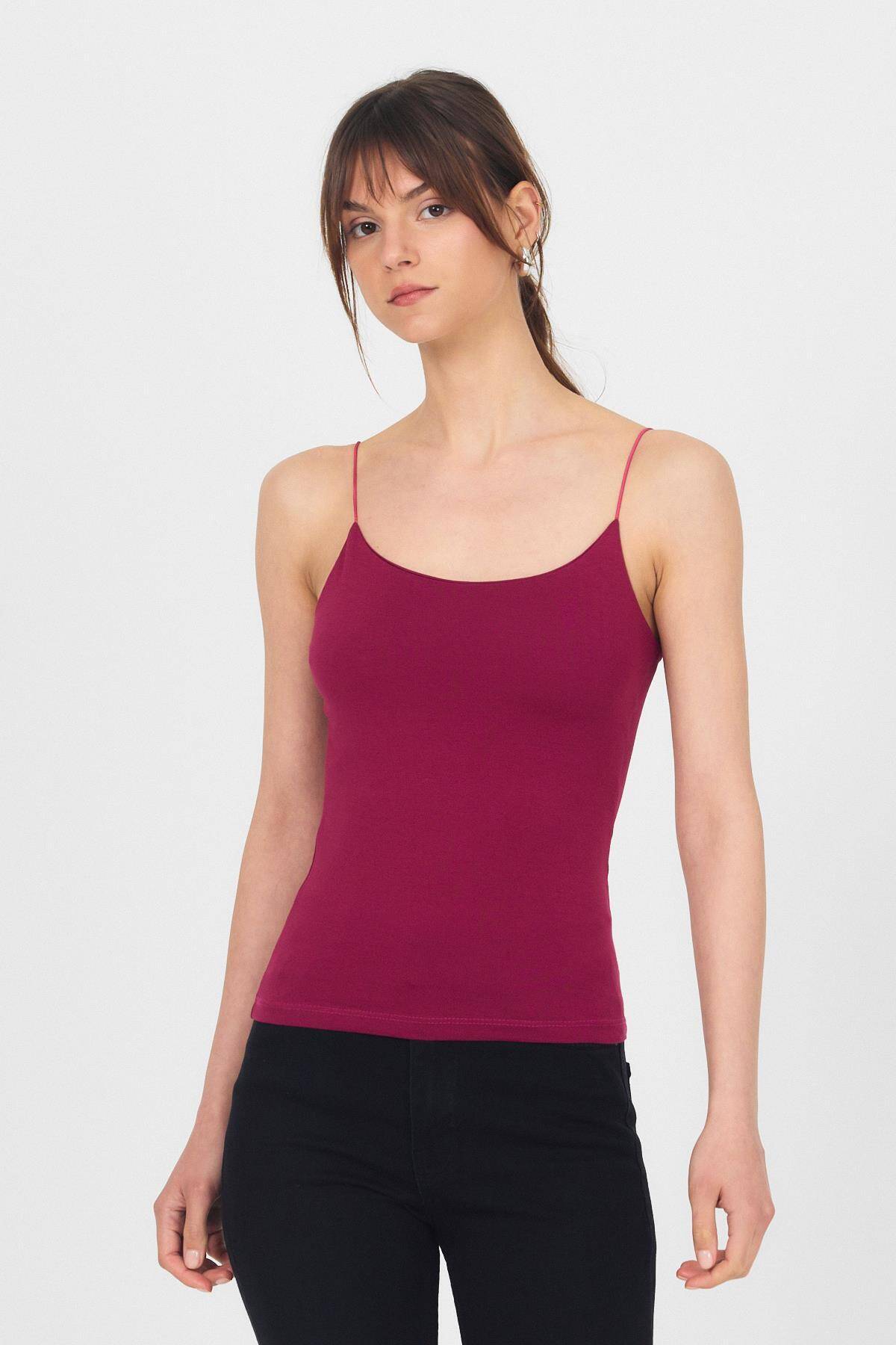 Bordo İnce Askılı Basic Atlet 848 - Stilay