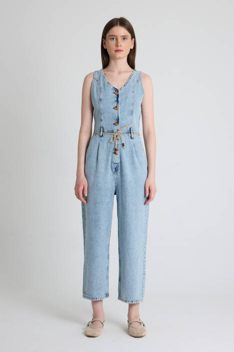 Buzkar Ön Bağlama Detaylı Düğmeli Tulum 1958 - Stilay