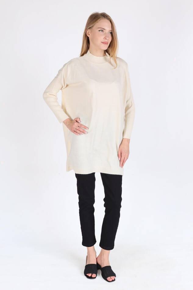 Ekru Balıkçı Yaka Triko Tunik 5315 - 2