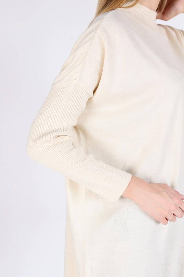 Ekru Balıkçı Yaka Triko Tunik 5315 - 6