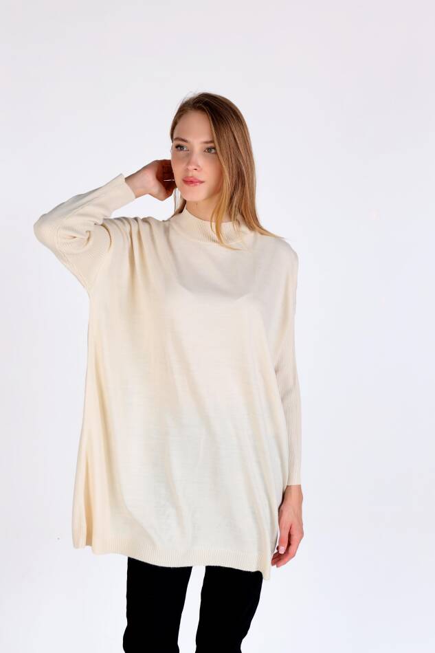 Ekru Balıkçı Yaka Triko Tunik 5315 - 7