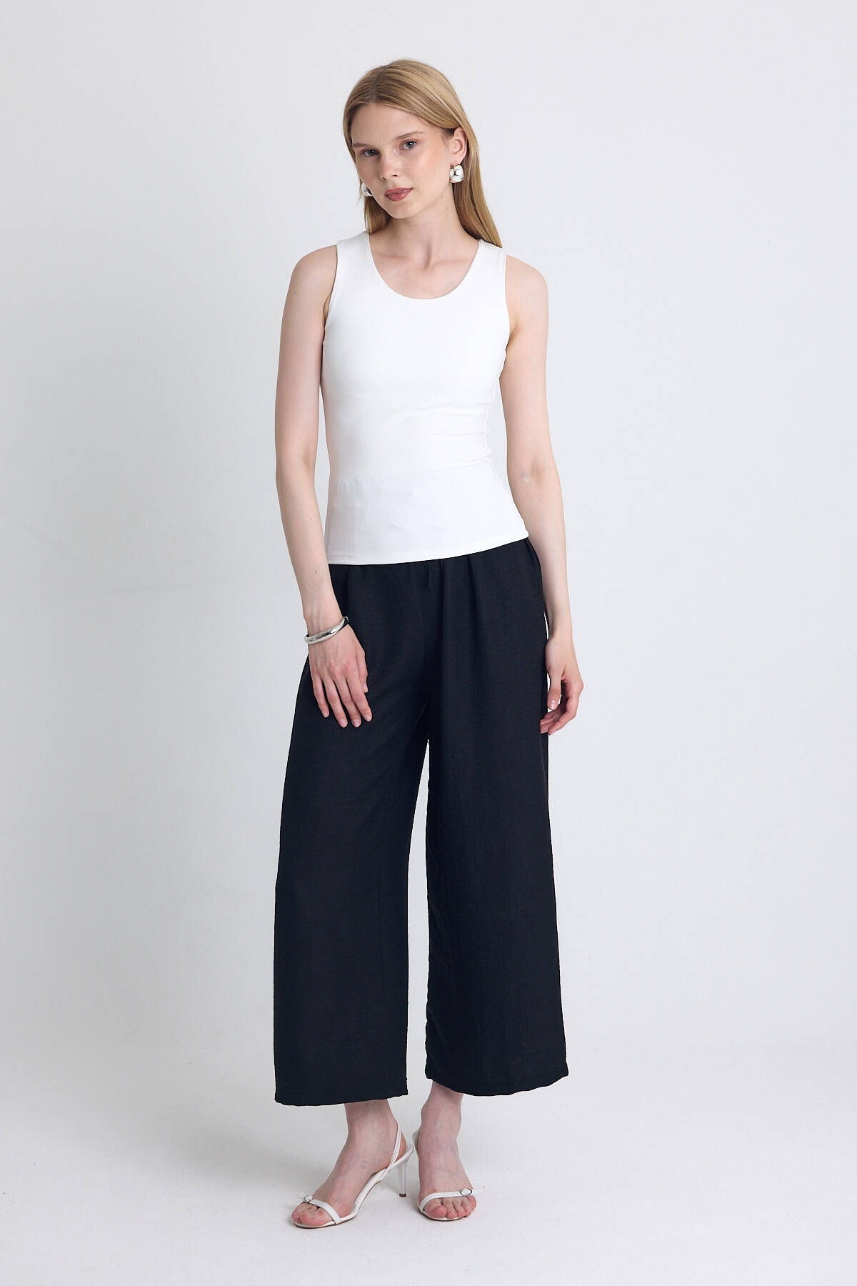 Ekru Slim Fit Kolsuz Basic Atlet 9194M - 3