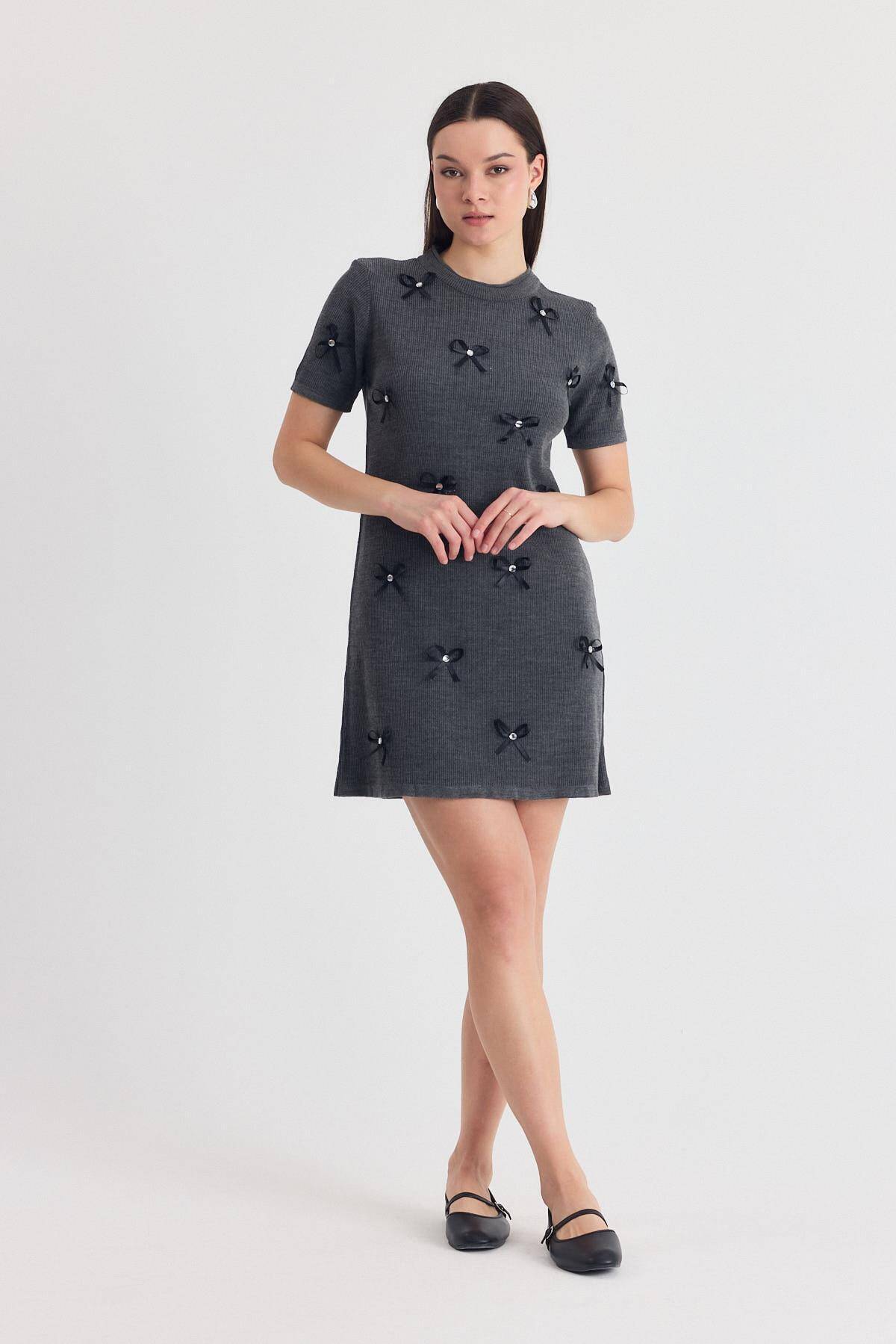 Füme Kurdela Detay Triko Elbise 2117 - Stilay