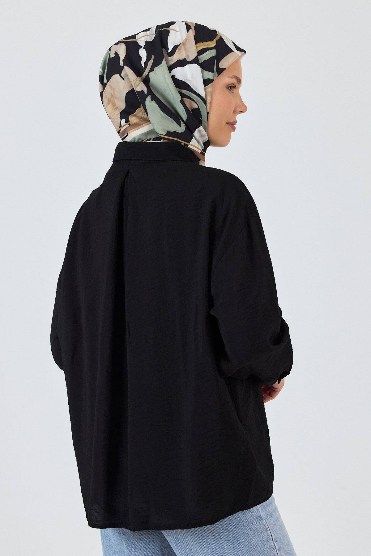 Haki Yaprak Desenli Eşarp 3004 - 5