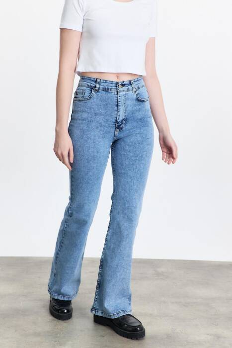 İspanyol Paça Bayan Pantolon - 12036 Buz - Stilay