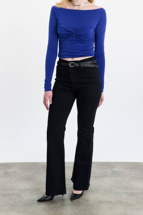 İspanyol Paça Bayan Pantolon - 12036 Siyah - Stilay