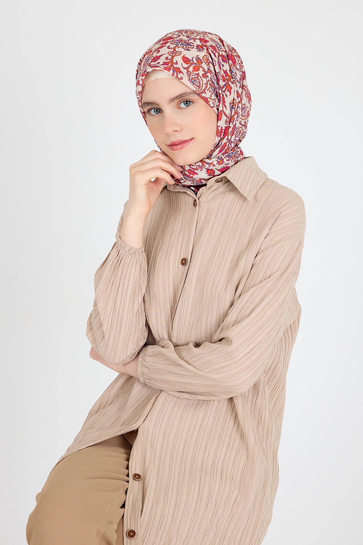 Kahve Desenli Eşarp 5695 - 1