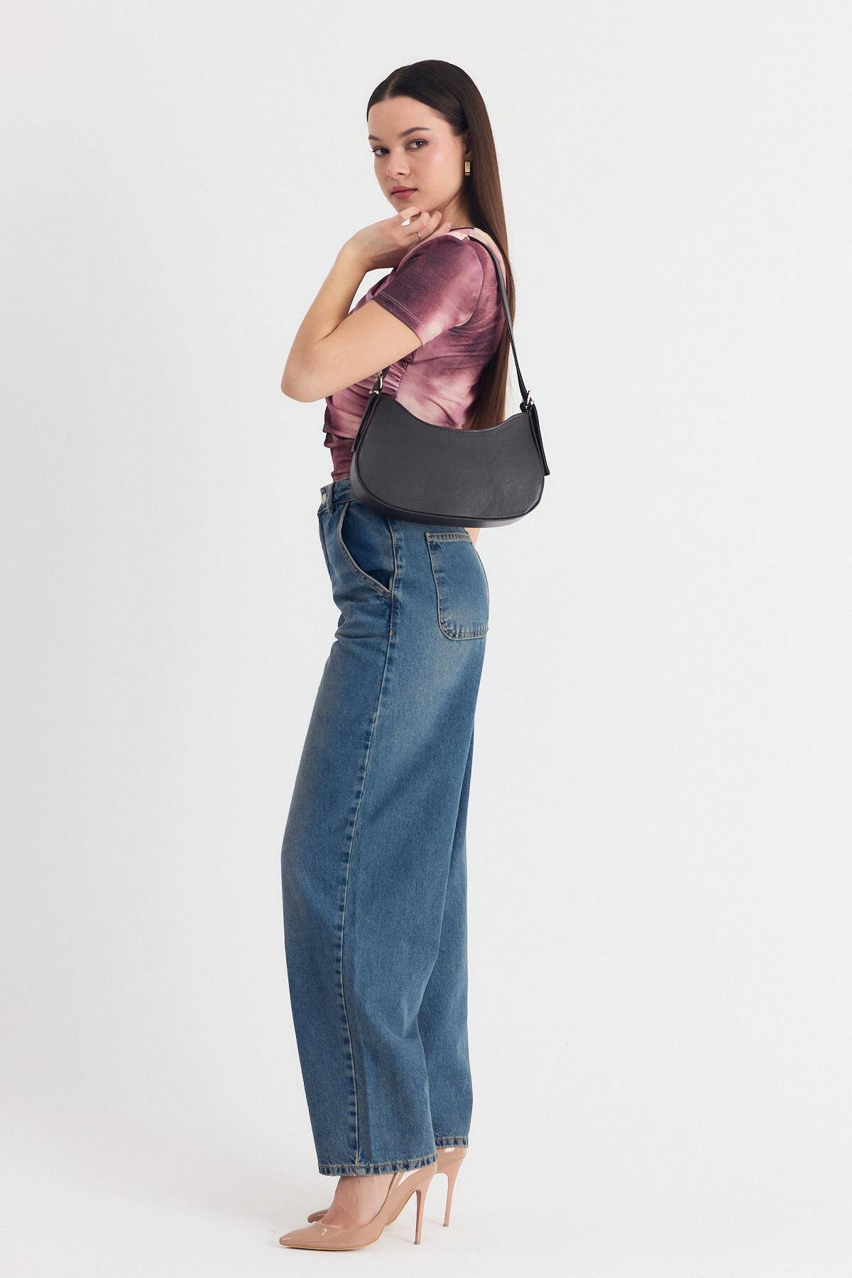 Kahve Oval Baget Çanta 3001 - 2