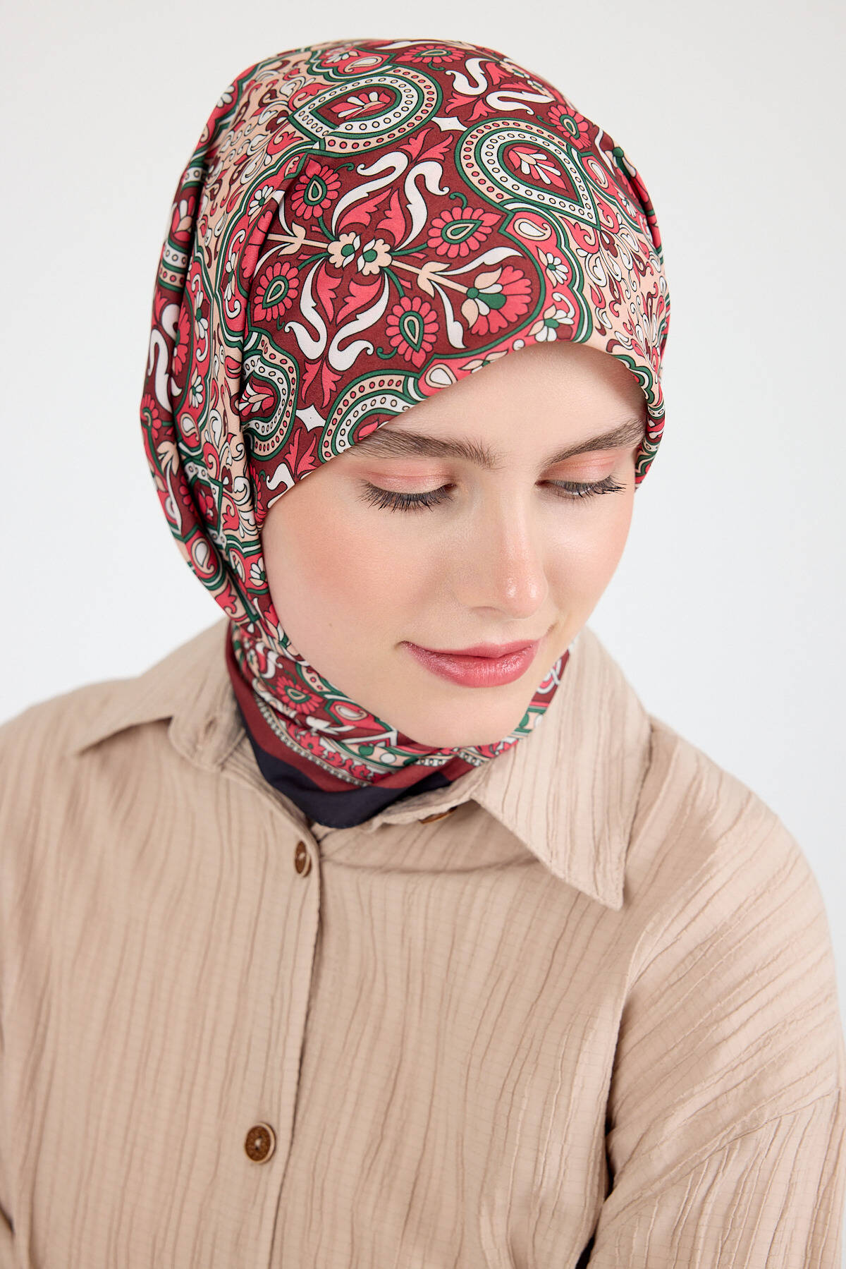 Kiremit Etnik Desenli Eşarp 3013 - Stilay