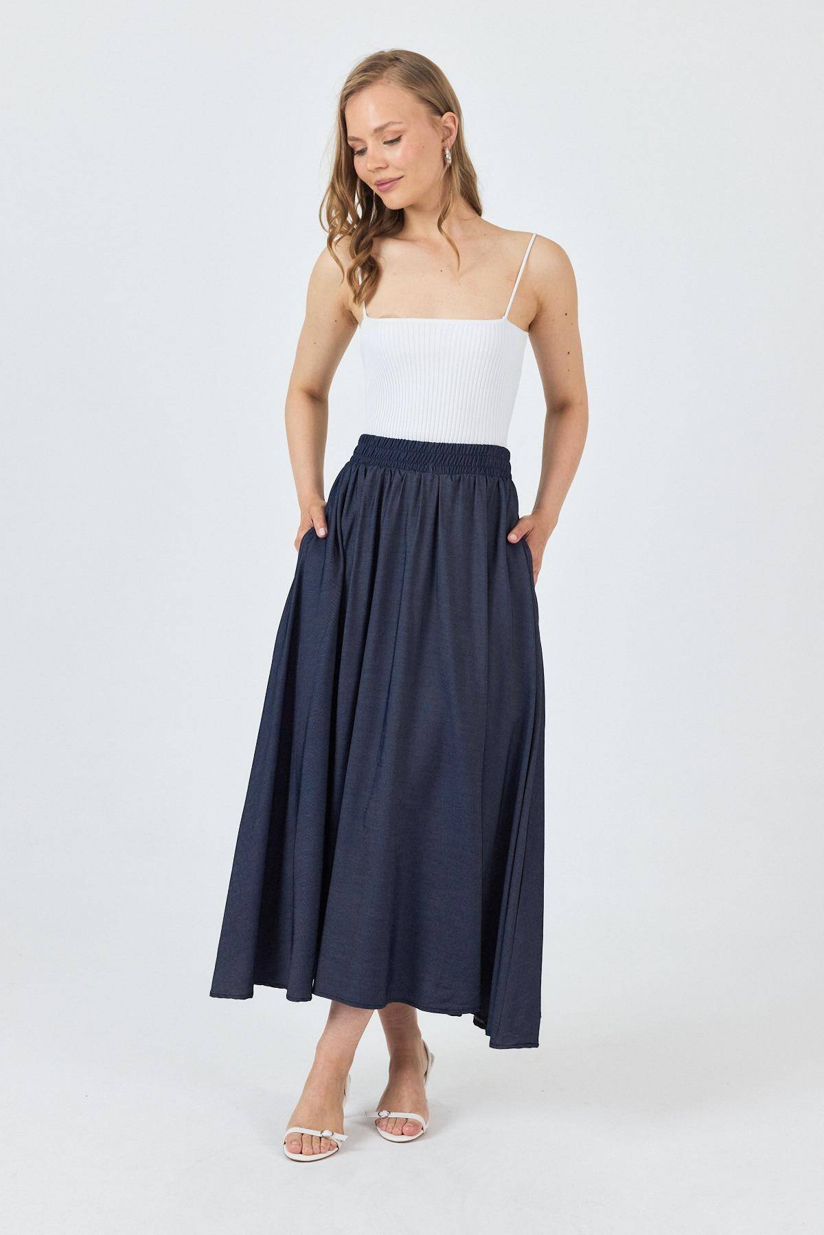 Laci Bel Lastikli Cepli Kloş Etek 4722A - Stilay