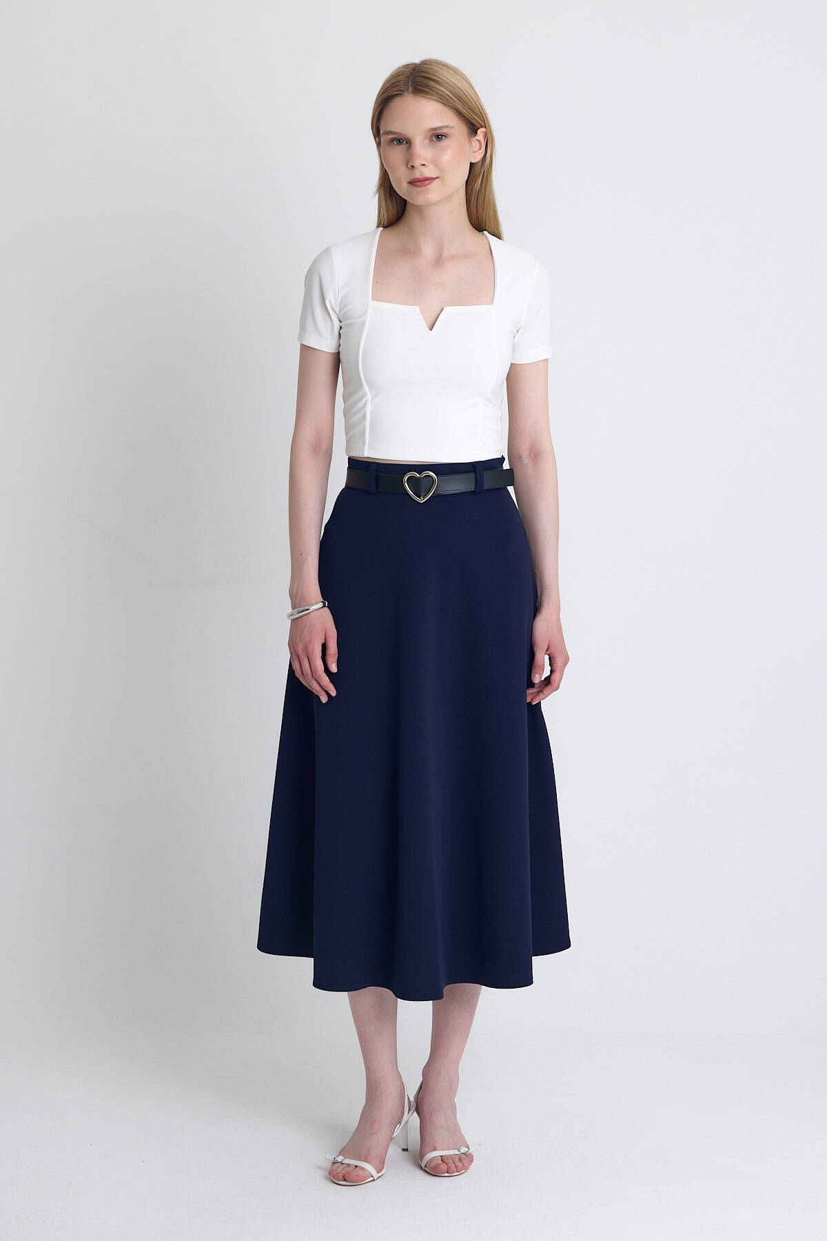 Laci Kemerli A Kesim Midi Etek 4806A - Stilay