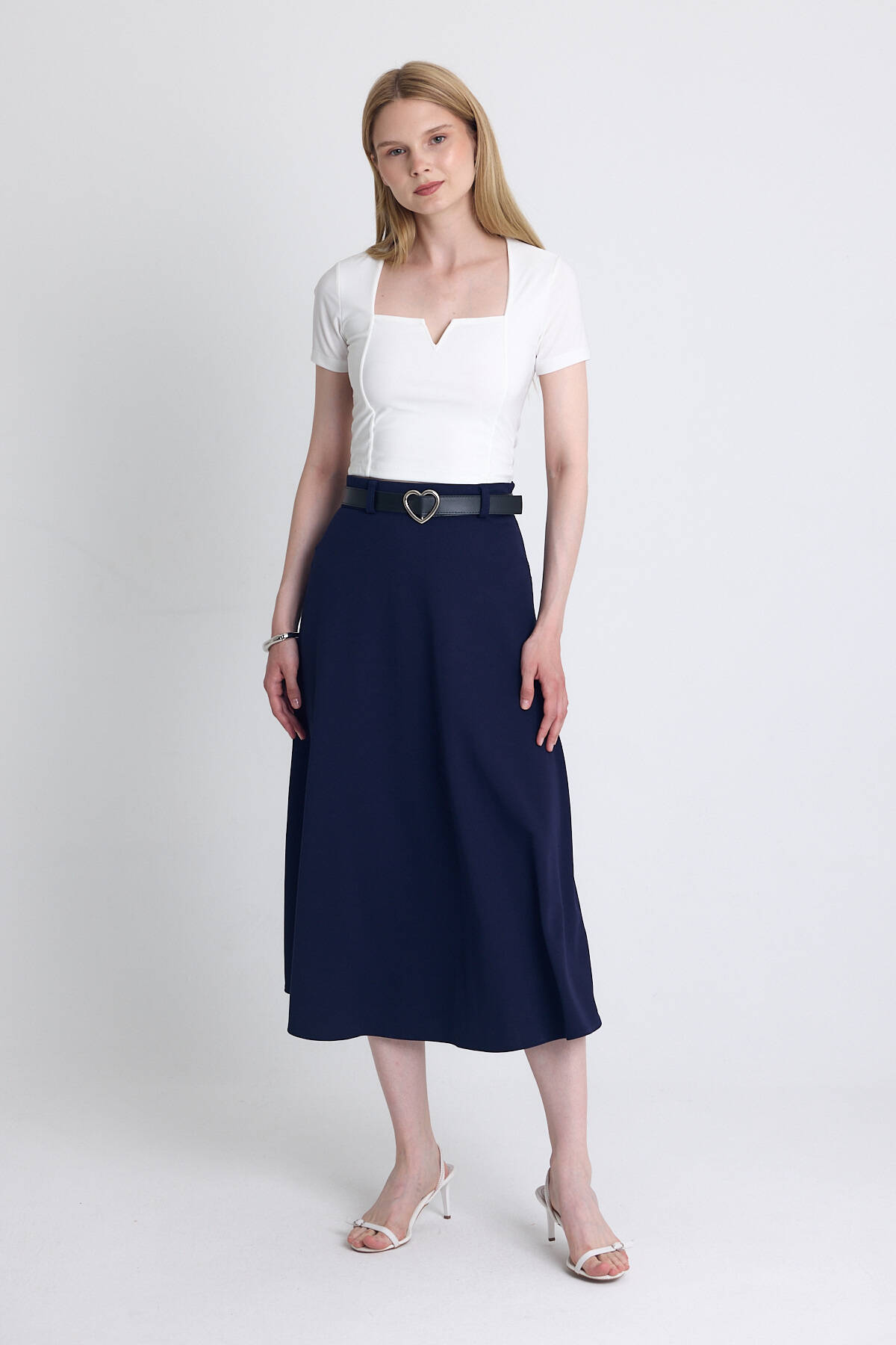 Laci Kemerli A Kesim Midi Etek 4806A - 6