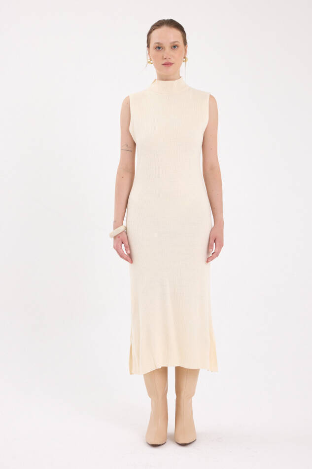 Natural Sıfır Kol Triko Midi Elbise 2232 - 3