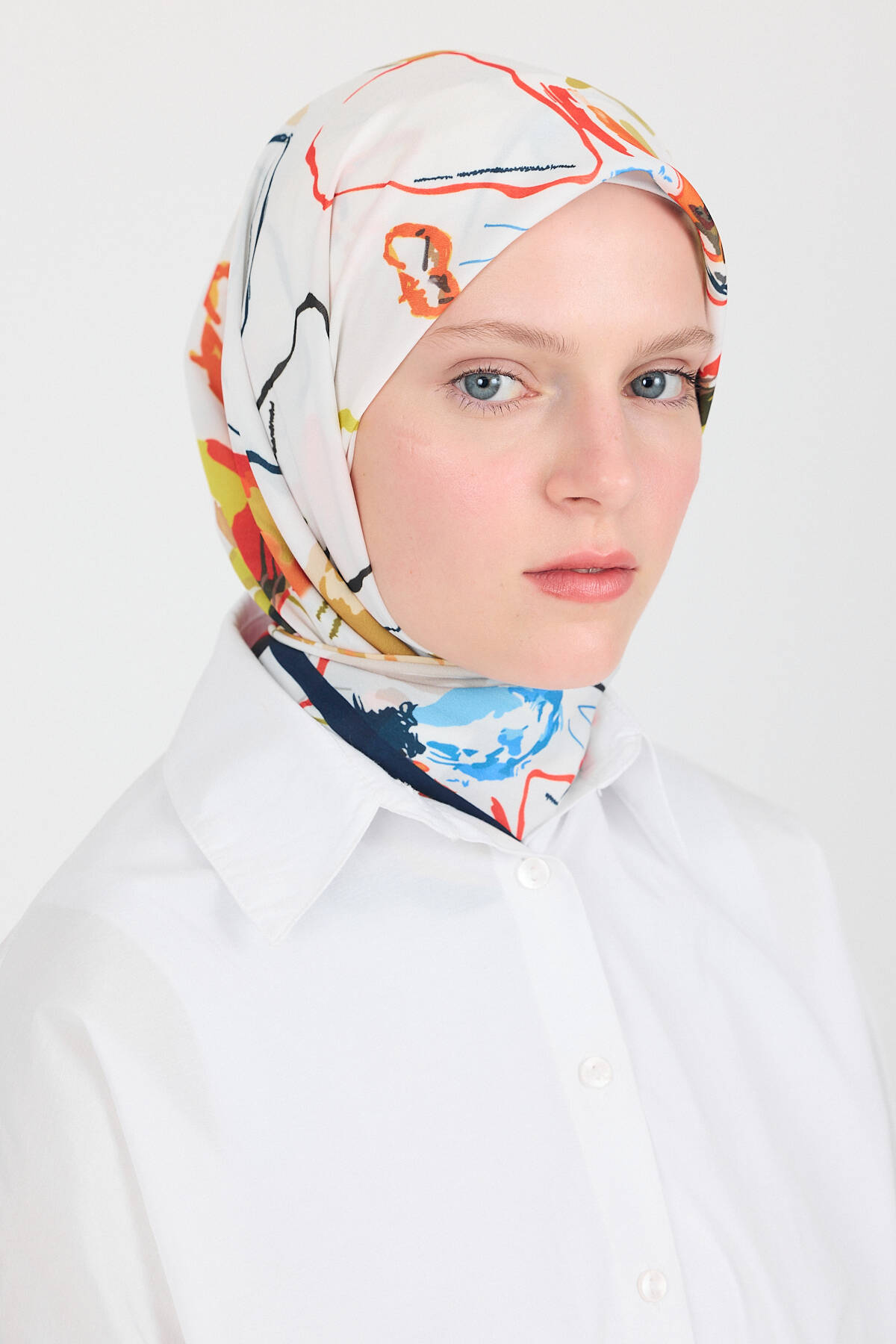 Orange Menekşe Desenli Eşarp 5693 - Stilay