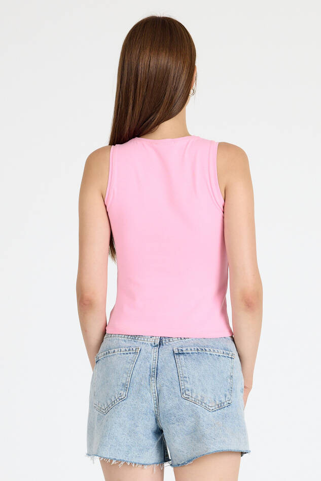 Pembe Bisiklet Yaka Kolsuz Slim Fit Atlet 1663 - 5